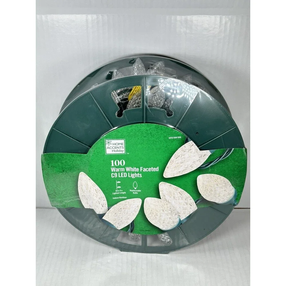 Home Accents Holiday 65 ft 100 LED Lights C9 Warm White Super Bright NEW